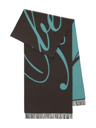 light blue scarf with logo