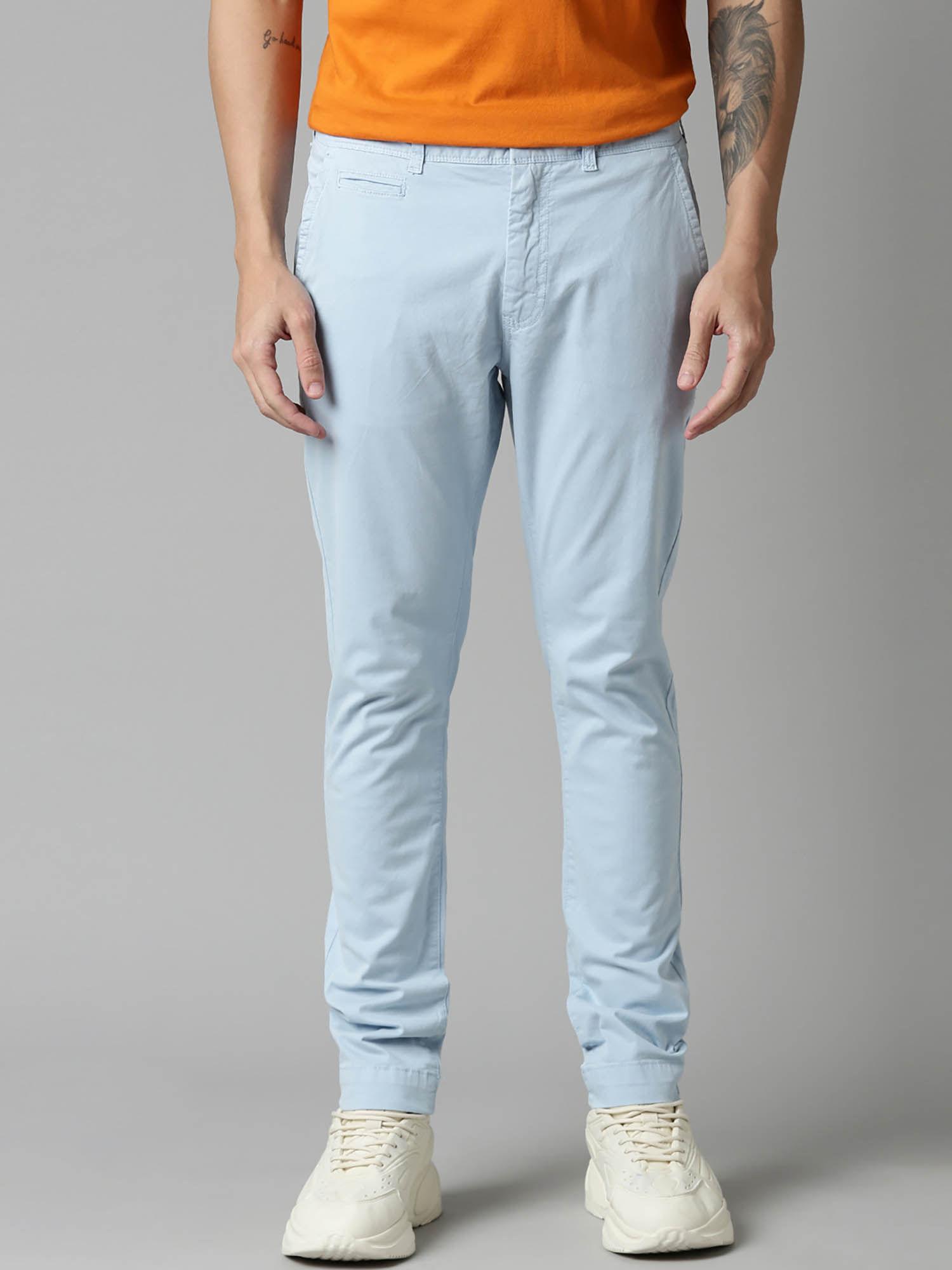 light-blue skinny fit solid trouser