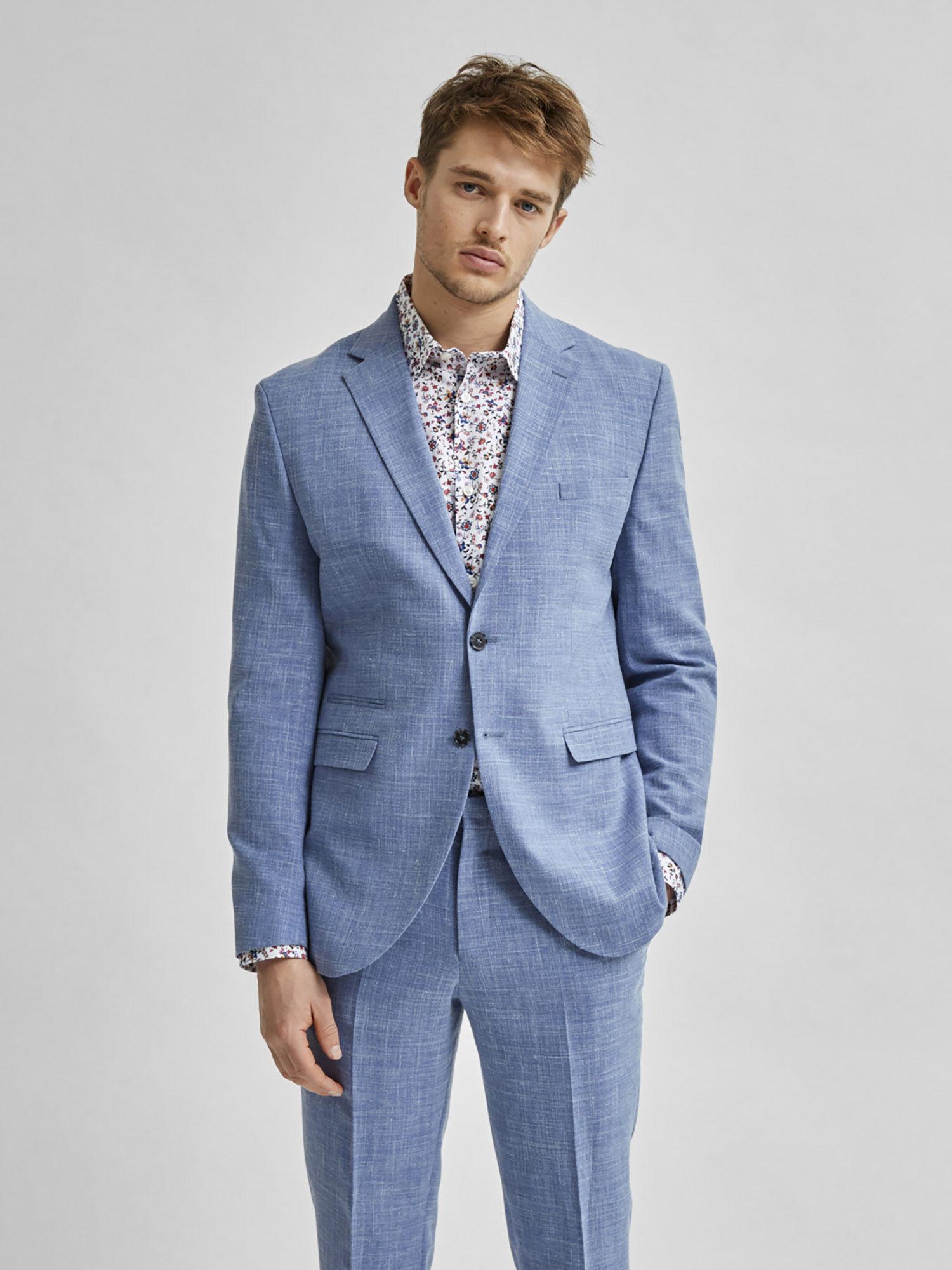 light blue slim fit suit blazer
