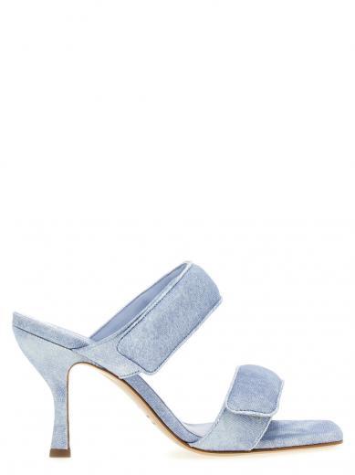 light blue slip on heels