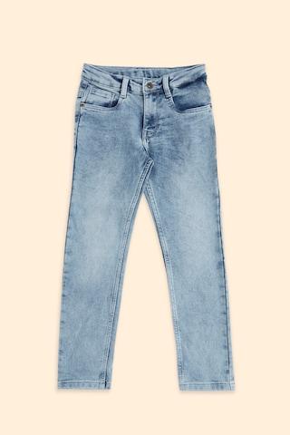 light blue solid ankle-length casual boys tapered fit jeans