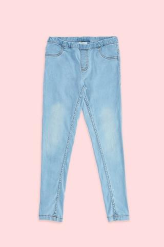 light blue solid ankle-length casual girls tapered fit jeans