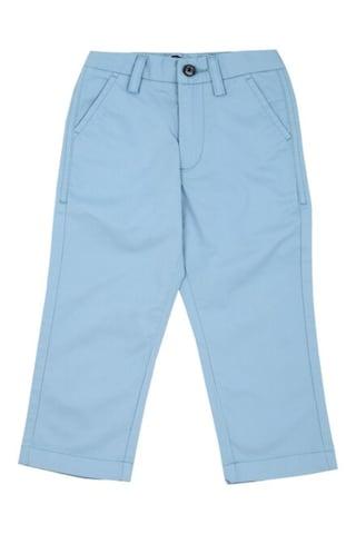 light blue solid casual boys slim fit trousers