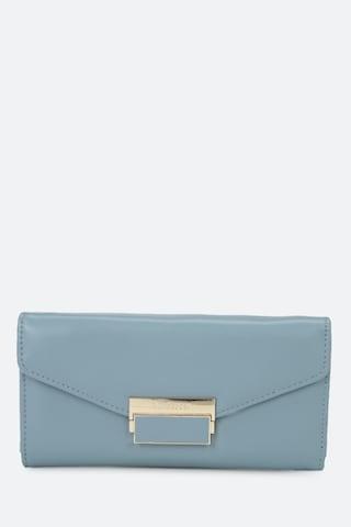 light blue solid casual leather women wallet