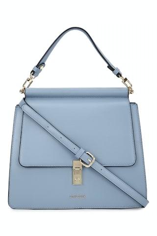 light blue solid casual polyurethane women shoulder bag