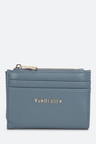light blue solid formal leather women wallet