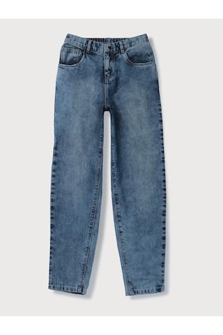 light blue solid full length casual girls regular fit jeans