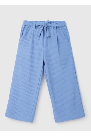 light blue solid full length casual girls regular fit pants
