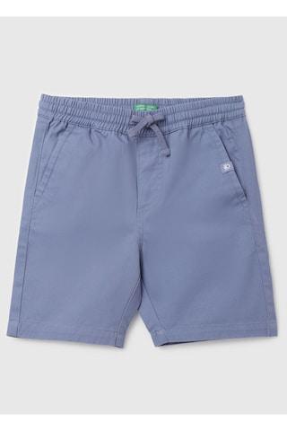 light blue solid knee length casual boys regular fit shorts