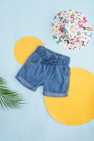light blue solid knee length low rise casual baby regular fit shorts