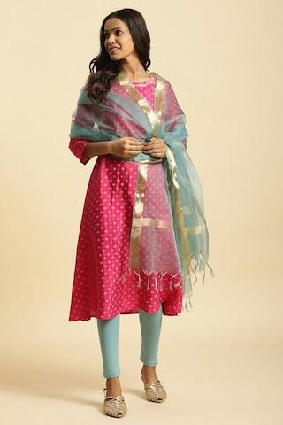 light blue solid nylon dupatta