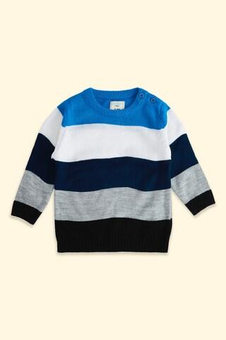 light blue stripe winter wear full sleeves round neck baby regular fit sweater