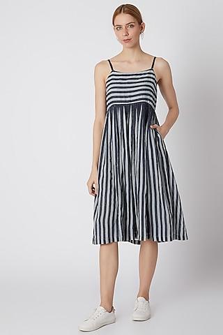 light blue striped yoke dress