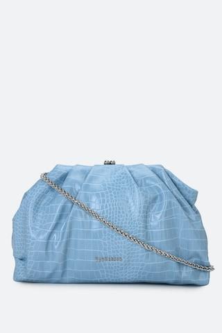 light blue textured formal leather women sling bag