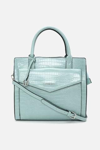 light blue textured formal polyurethane women handbag