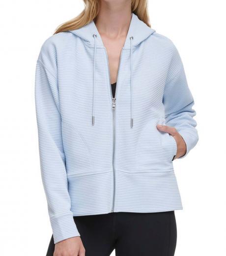 light blue textured zip hoodie