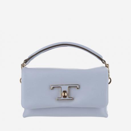 light blue timeless micro leather flap t bag