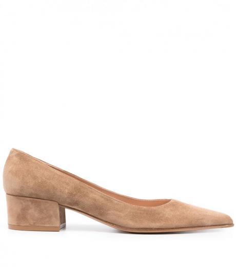 light brown suede pumps