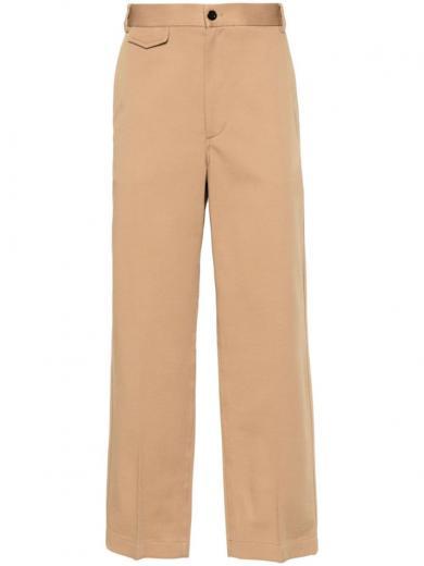 light brown trousers with logo