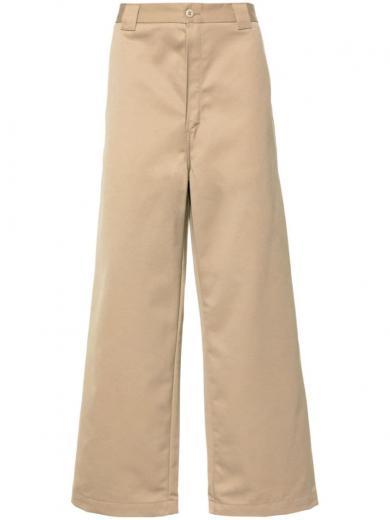 light brown trousers with logo