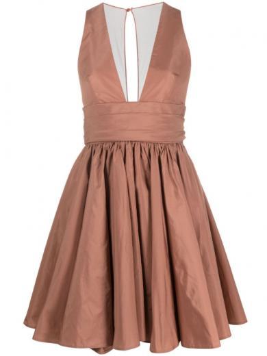 light brown v-neck dress