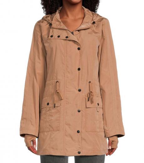 light brown windbreaker hooded jacket