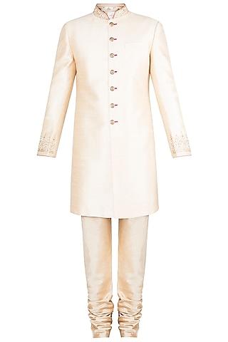 light gold embroidered sherwani kurta with pants