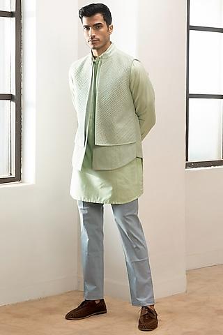 light green cotton bundi jacket