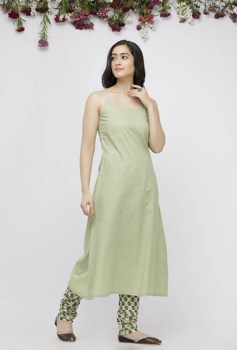 light green cotton slip kurta