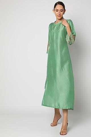 light green embroidered asymmetrical tunic