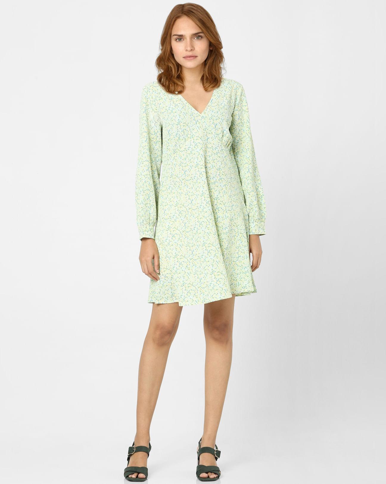 light green floral print shift dress