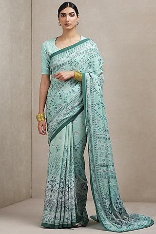 light green floral printed saree