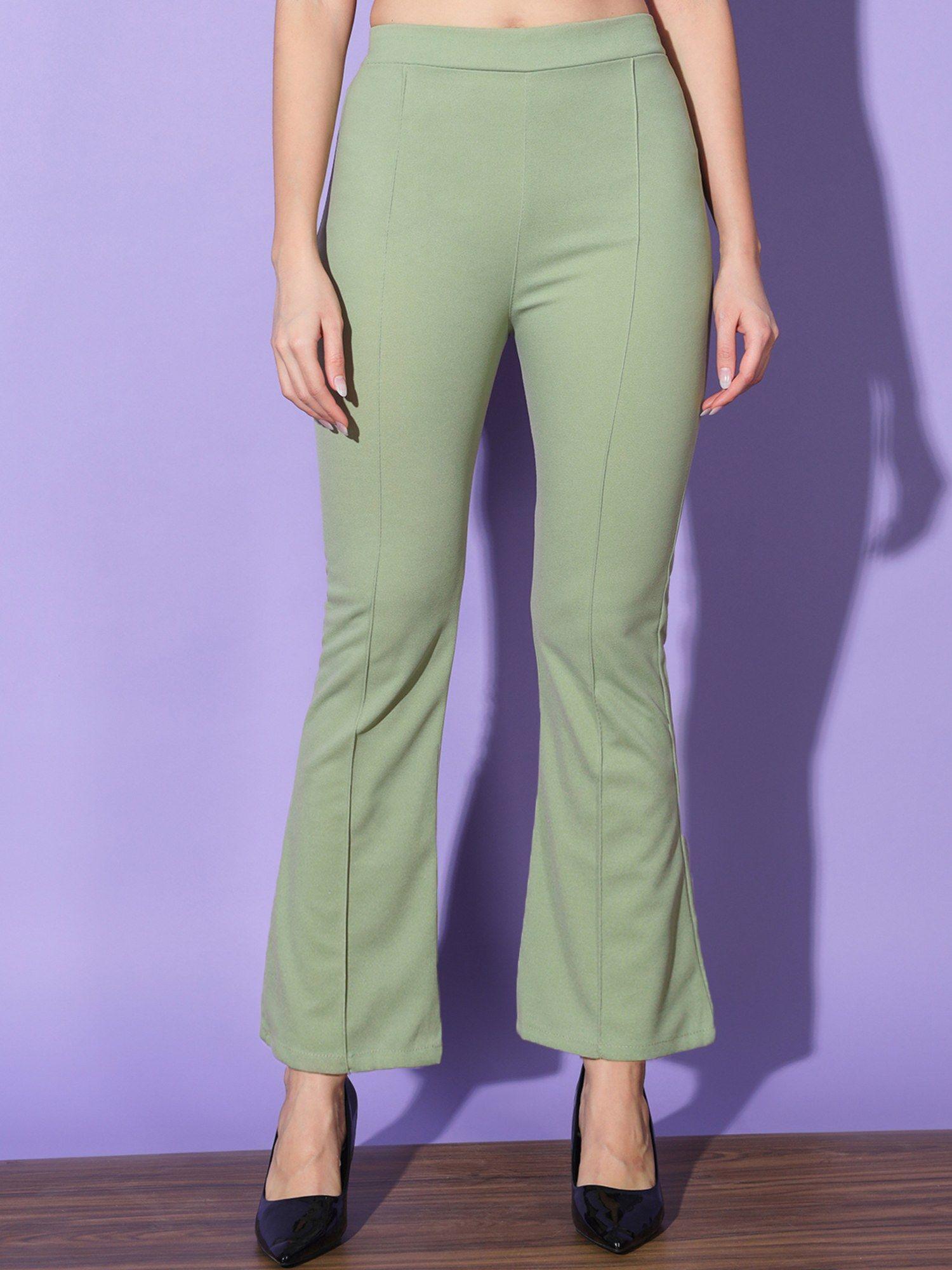 light green lycra full length women trouser