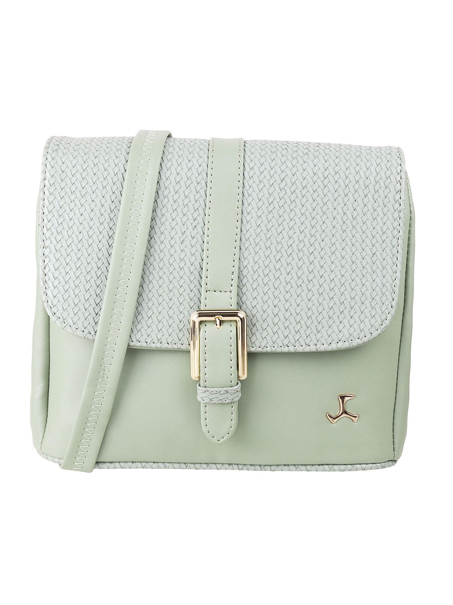 light green patterned handbag