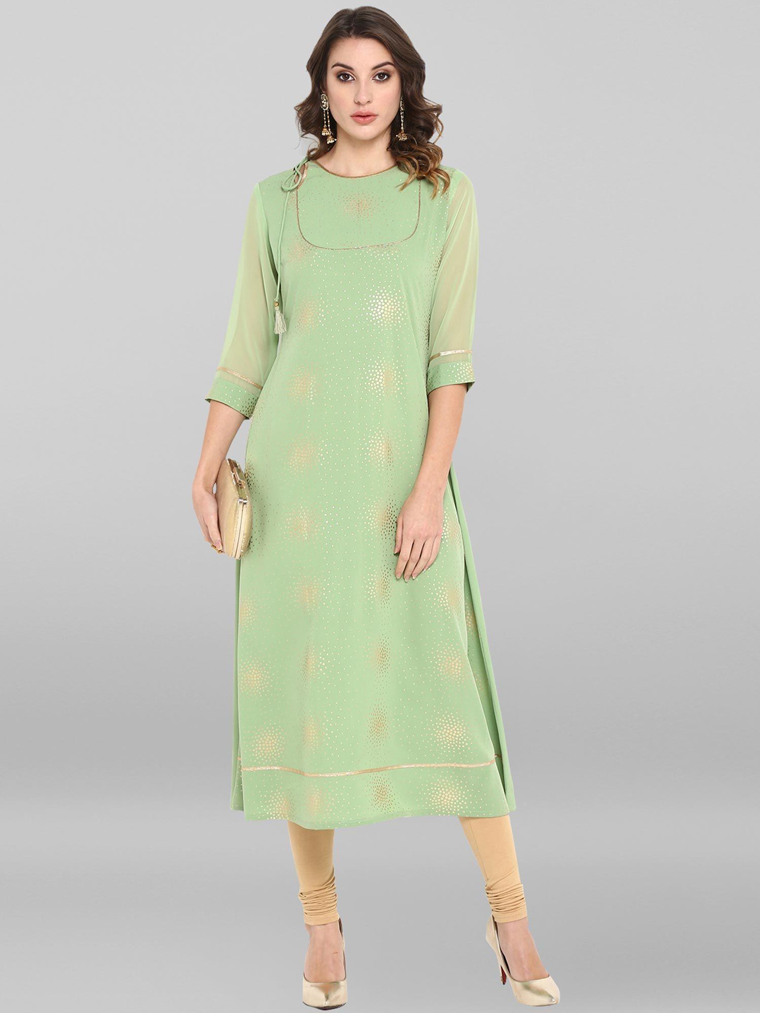 light green poly crepe kurta