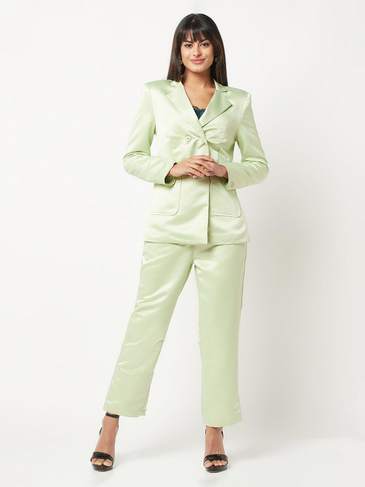 light green polyester power suit (set of 2)