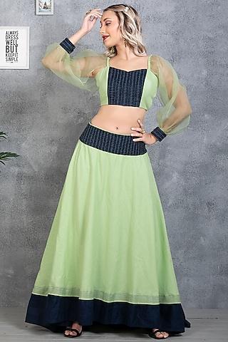 light green pure linen lehenga set