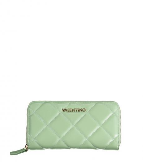 light green quilted wallet