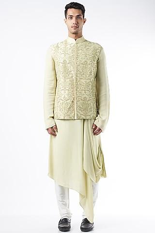 light green raw silk bundi jacket