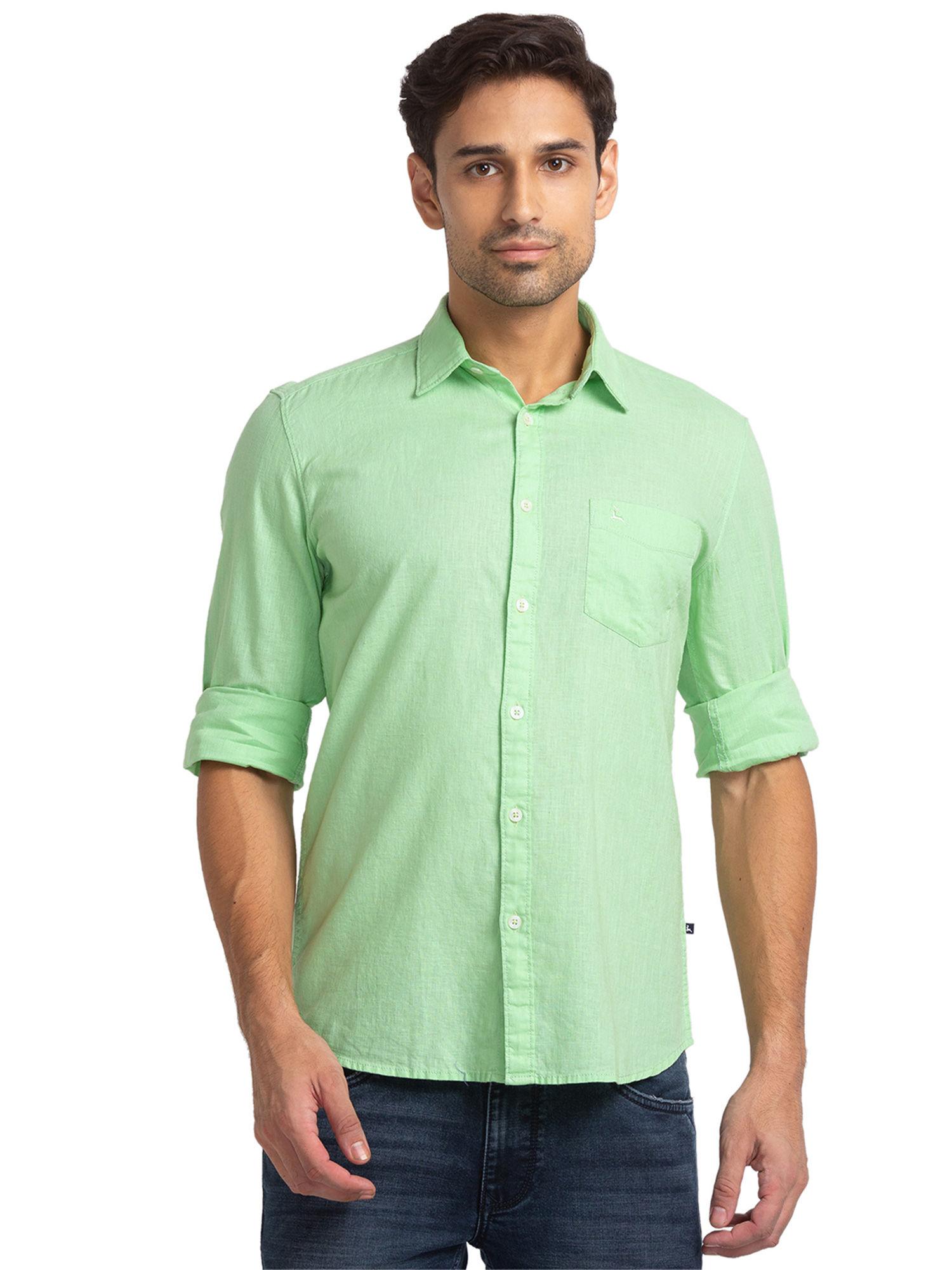 light green shirt