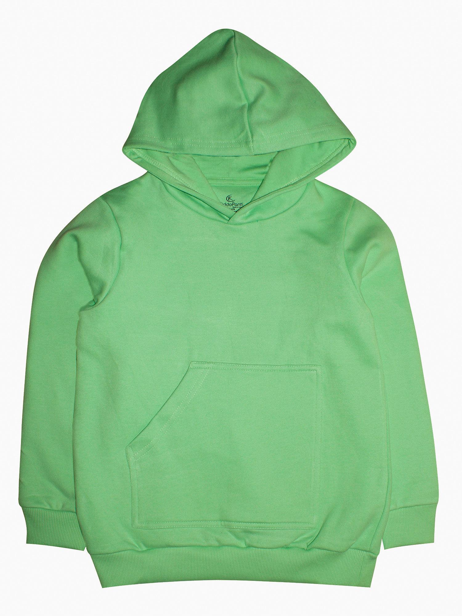 light green solid hooded pull over sweatshirt