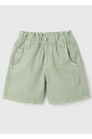 light green solid thigh-length casual girls regular fit shorts