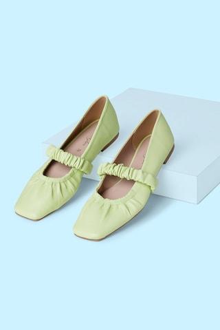 light green solid with elastic casual women ballerinas