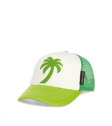 light green white logo half net cap