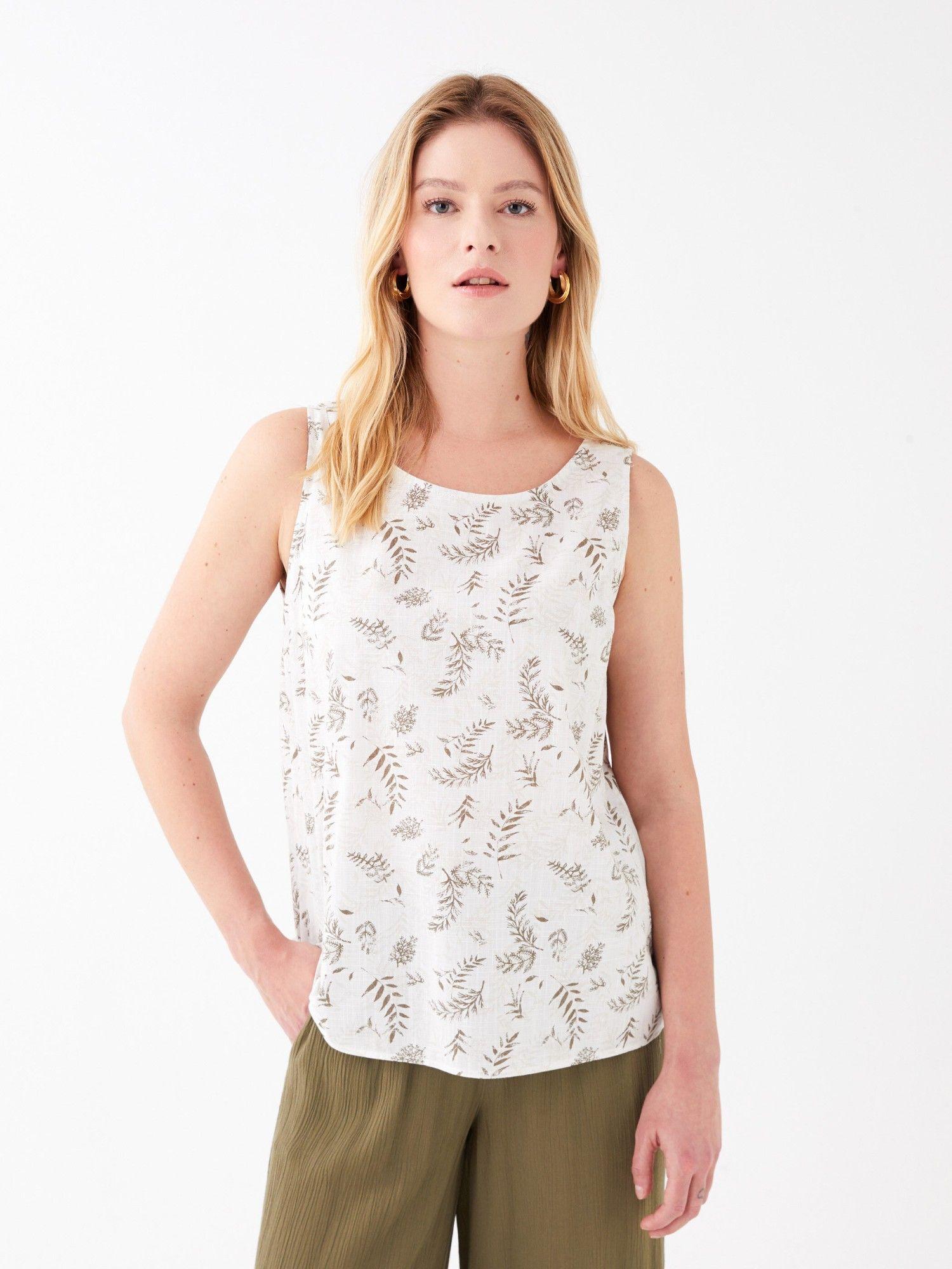 light grey all over printed sleeveless top