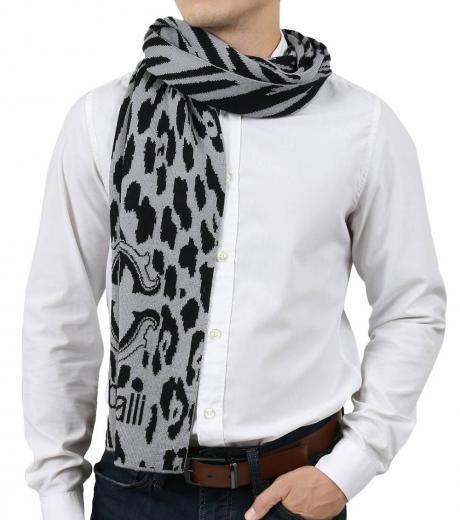 light grey-black leopard print scarf