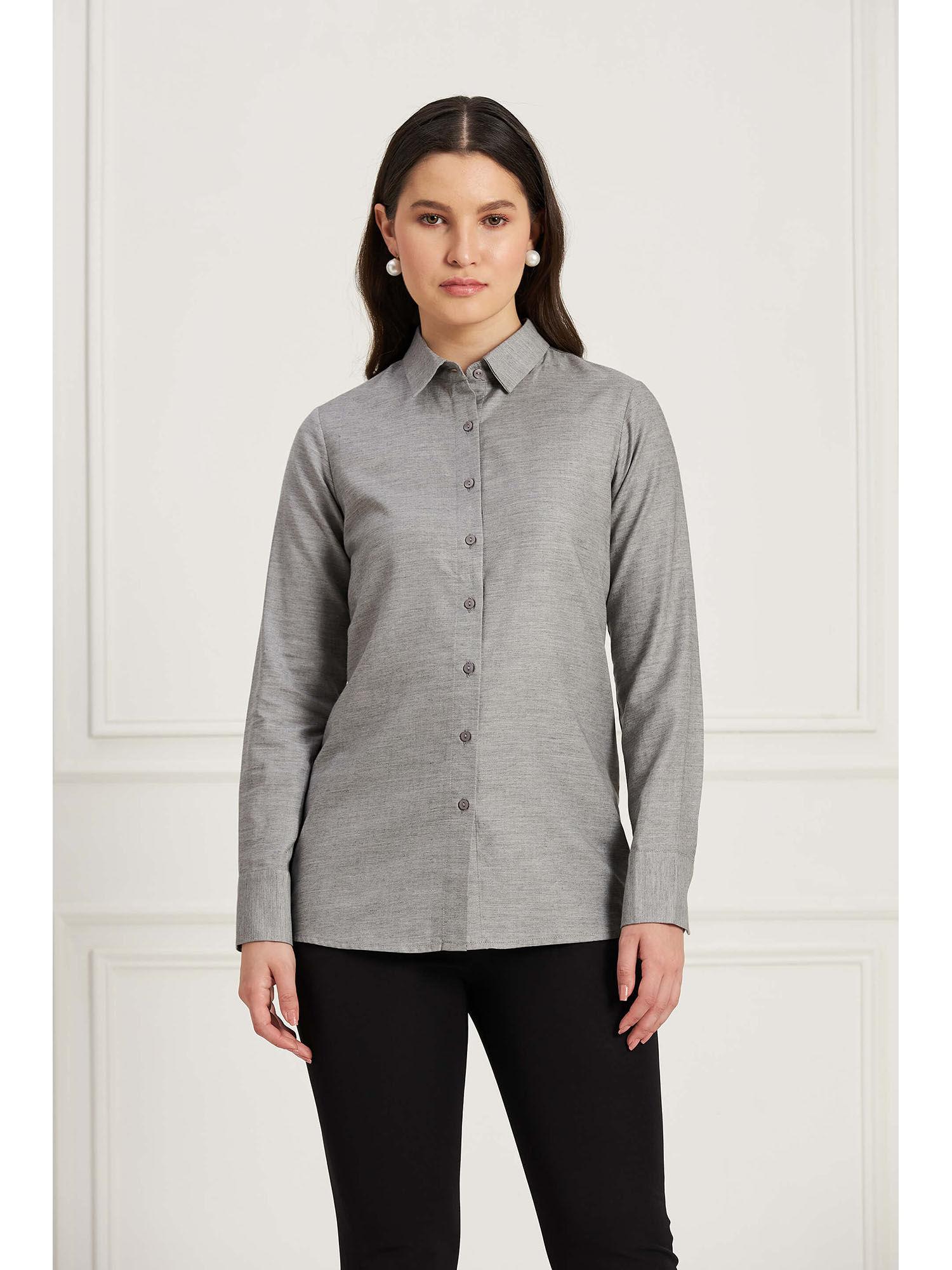 light grey button down shirt