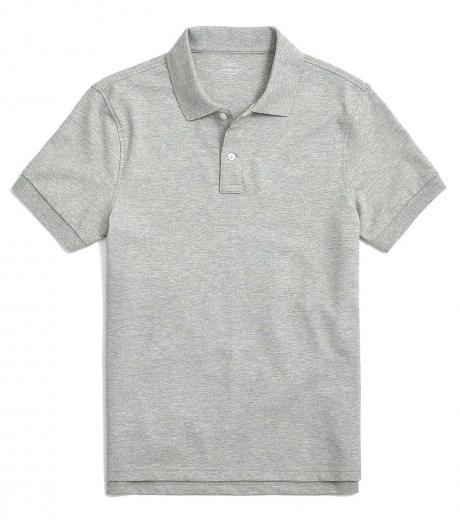 light grey classic untucked flex pique polo