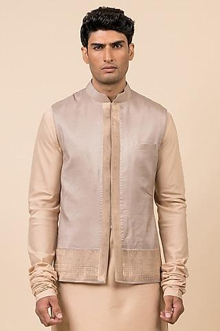 light grey jacquard bundi jacket