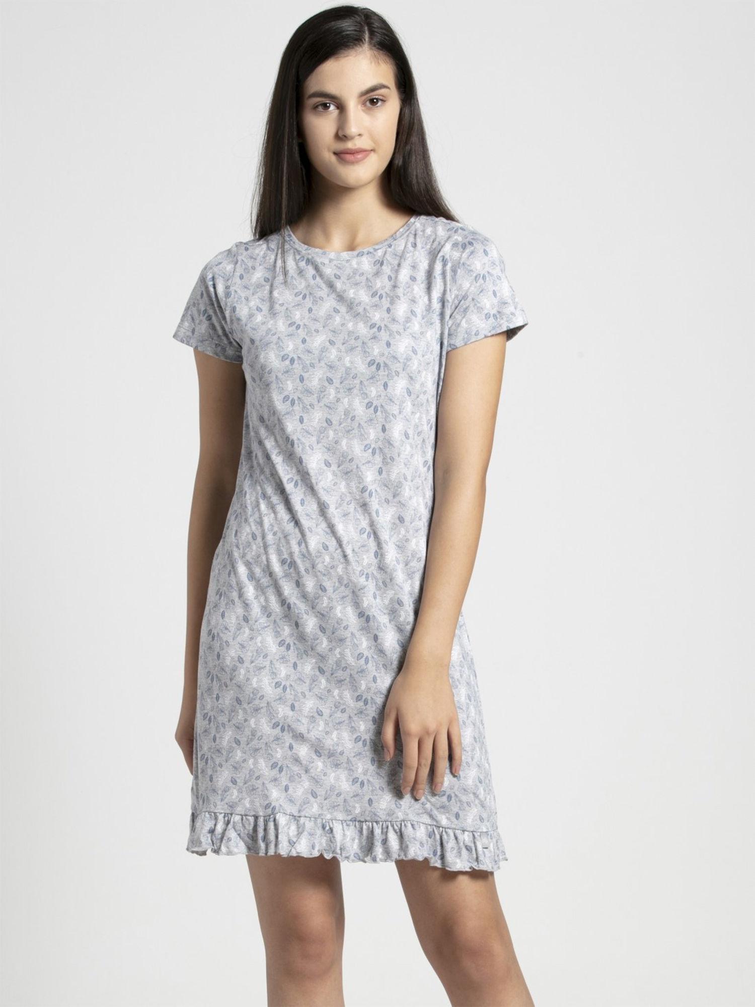 light grey melange assorted prints sleep dress - style number - rx25